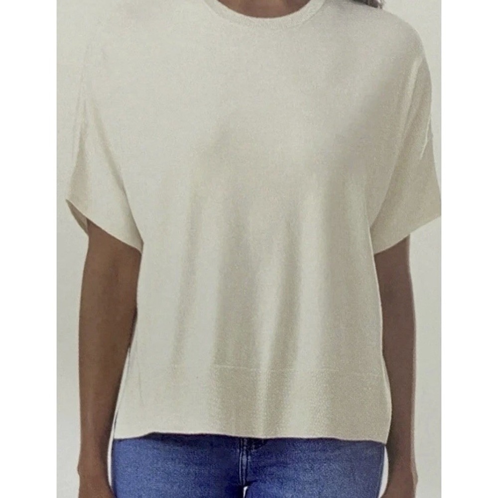 Splendid Women's Sweater Cream Boxy Knit Crew Relaxed Casual Small Super Soft